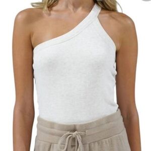 LNA Detra Black One-Shoulder Ribbed Camisole